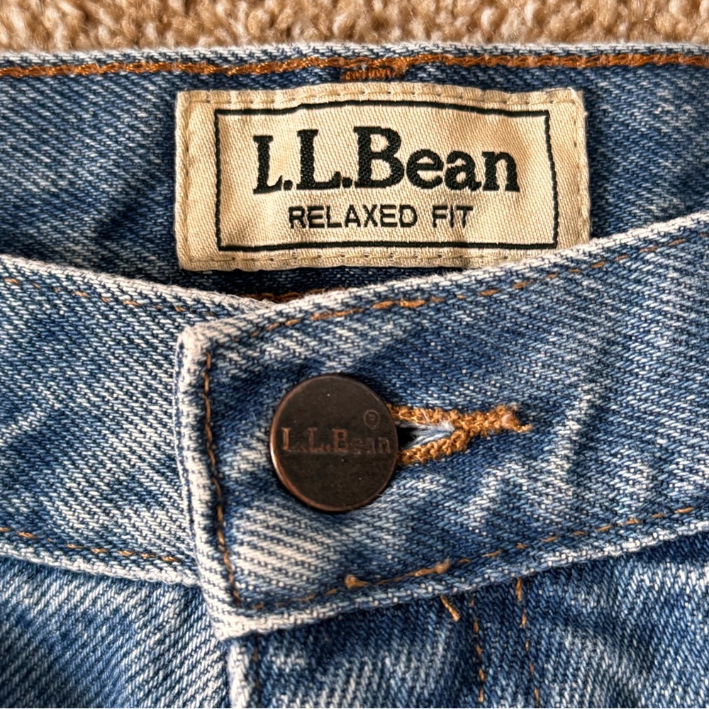 Vintage LL Bean Flannel Lined Jeans Mens 33 x 29 Blue Denim Straight Leg USA 90s - Picture 4 of 12